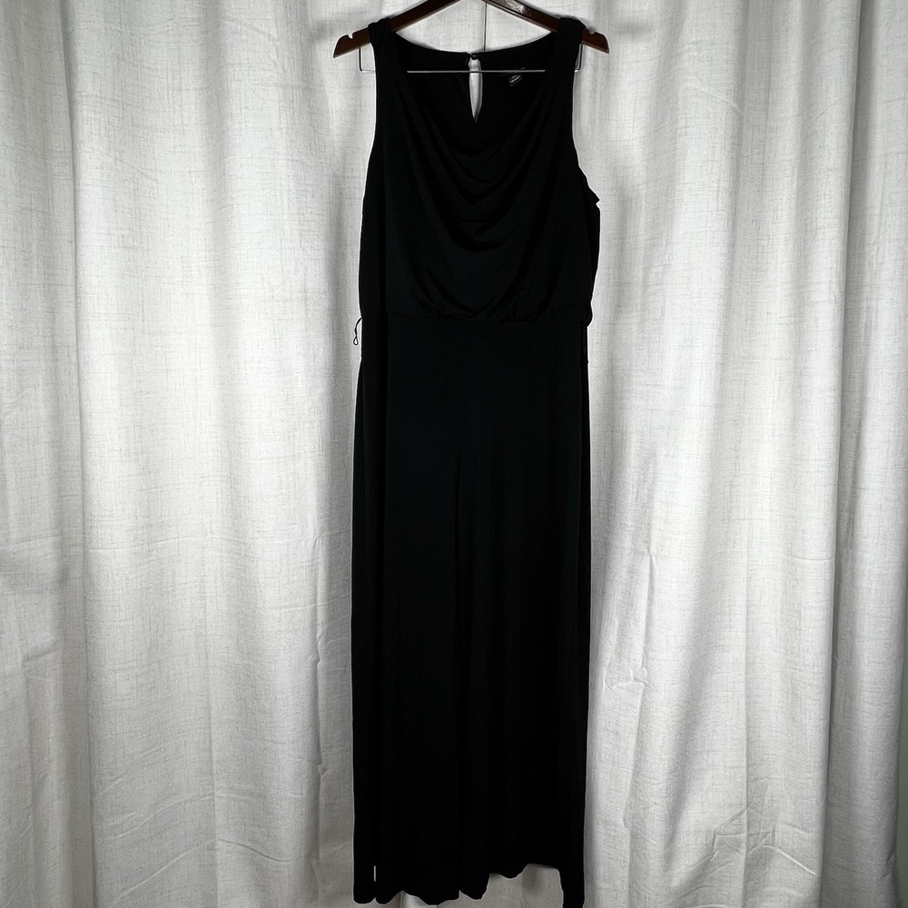 White House Black Market Black Jumpsuit Wide Leg Keyhole Halter Women's Size XL